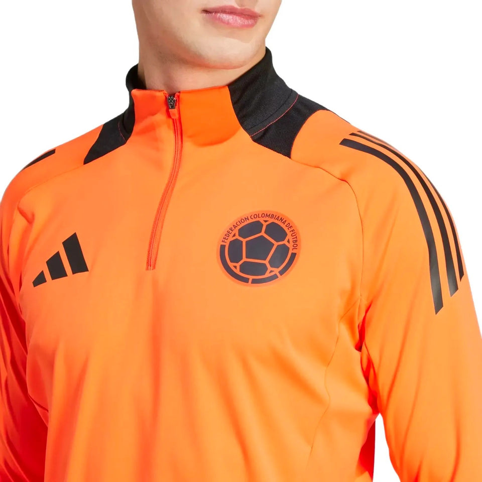 Adidas Colombia training suit orange tracksuit top with black stripes and Colombian soccer emblem