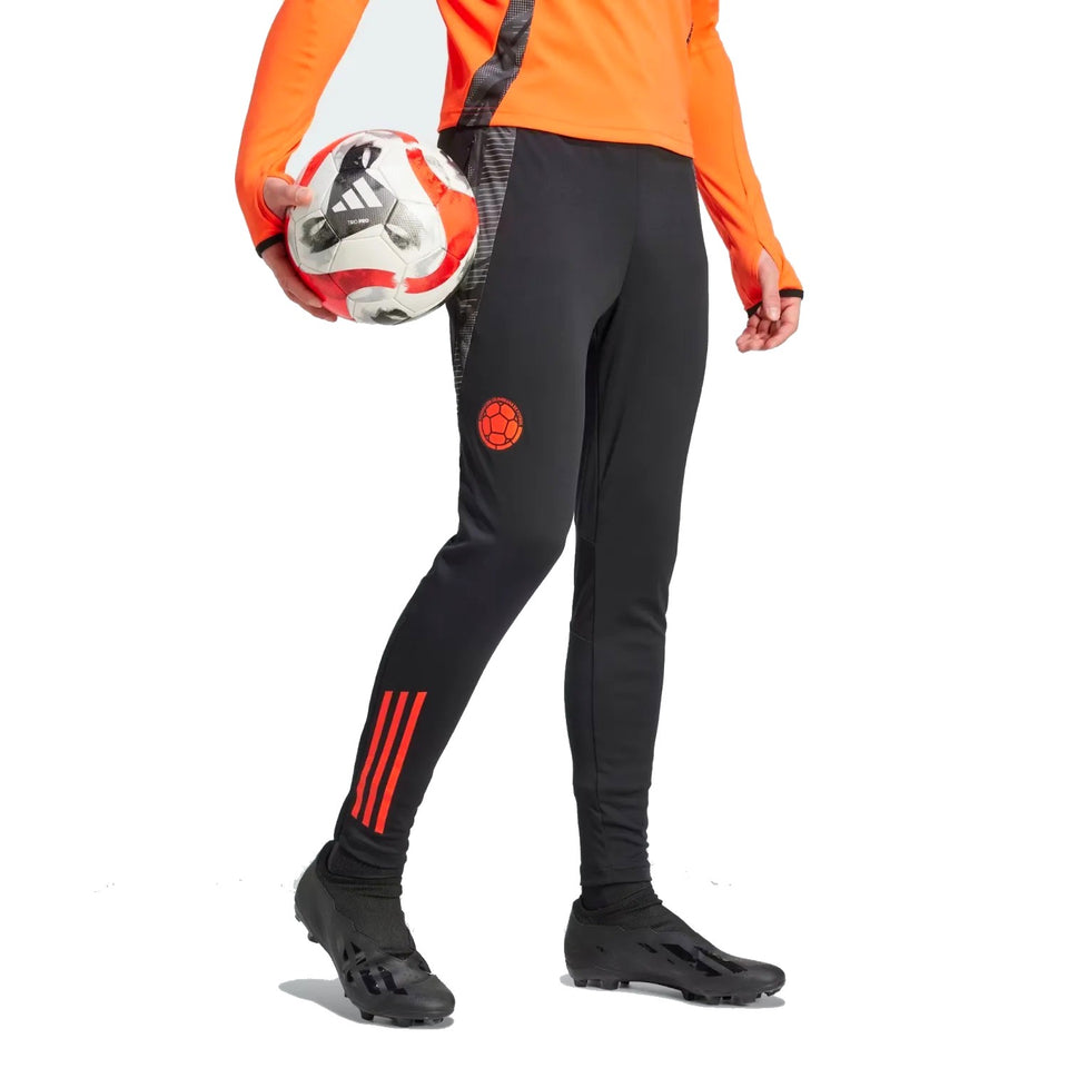Adidas Colombia training suit black and orange soccer tracksuit pants with logo and three stripes
