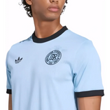 Light blue goalkeeper jersey with black collar and cuffs Adidas trefoil and crest Germany 175th anniversary goalkeeper jersey