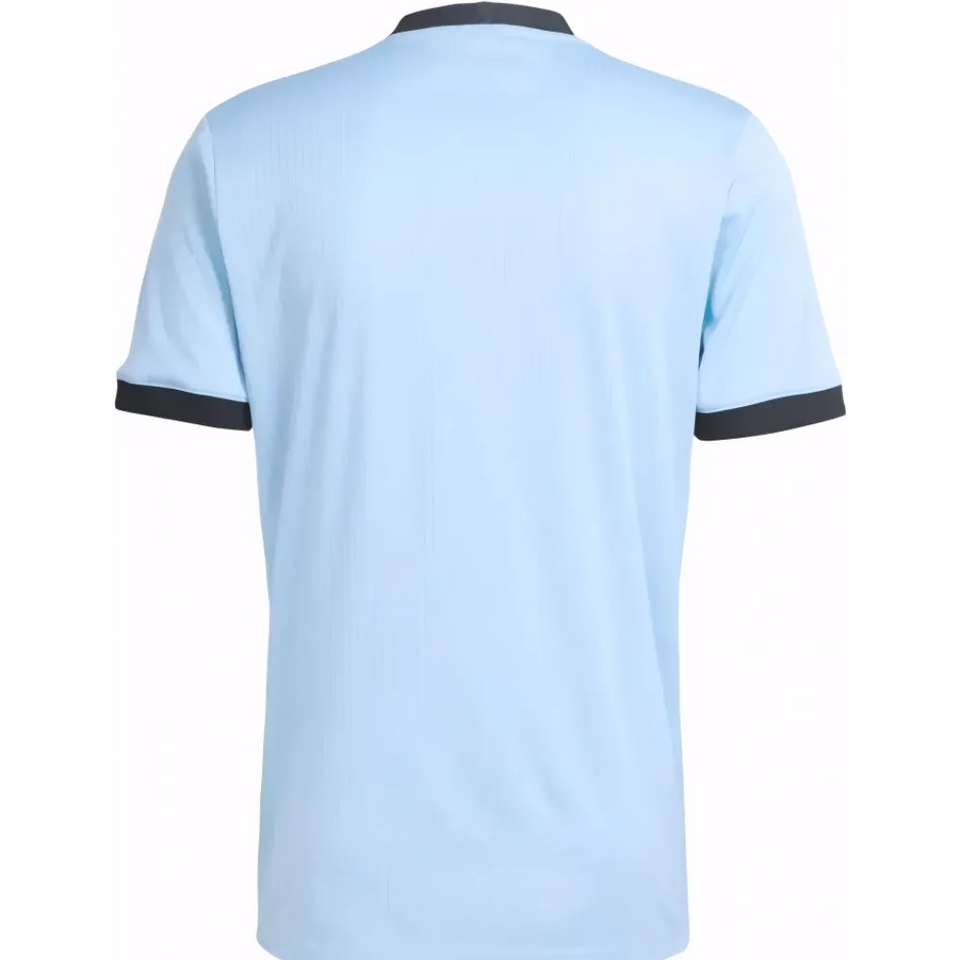 Back view of light blue goalkeeper shirt with black collar and cuffs Germany 175th anniversary goalkeeper jersey