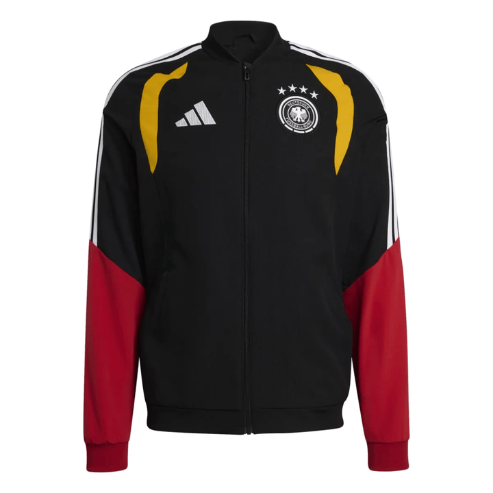 Germany black training presentation soccer tracksuit 2026/27 by Adidas with red and yellow accents