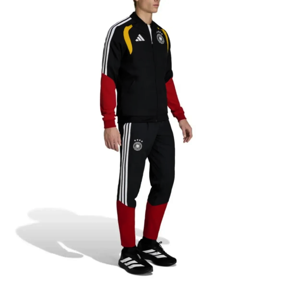 Adidas Germany black presentation tracksuit 2026 featuring vibrant team colors and logo for sporty style