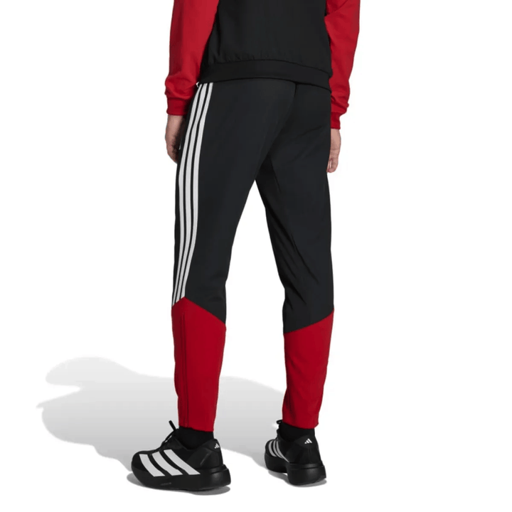 Germany black training presentation soccer tracksuit set by Adidas with red accents and three white stripes