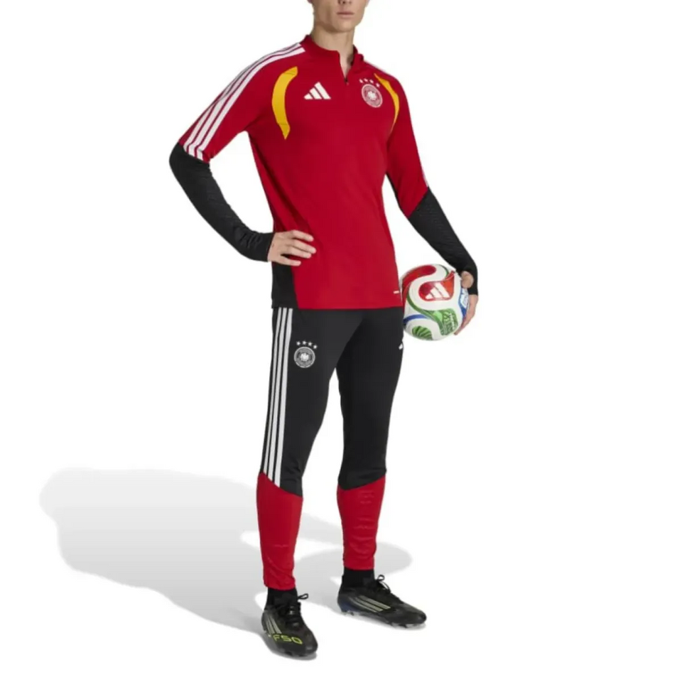 Adidas Germany red training tracksuit 2026 featuring a stylish design for soccer training and warm-ups