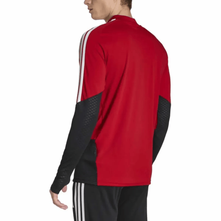 Germany red training technical soccer tracksuit set by Adidas with long sleeves and black accents for adults
