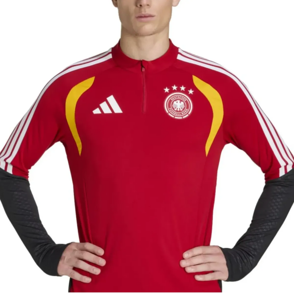 Adidas Germany red training tracksuit 2026 featuring vibrant colors and team logo for athletes