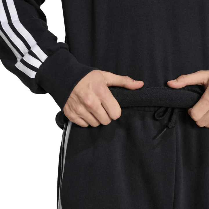 Germany Casual 3S black soccer tracksuit set by Soccer Tracksuits with Adidas branding and adjustable waistband