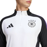 Adidas Germany training suit 2024 white and black soccer tracksuit top with zip collar and logos
