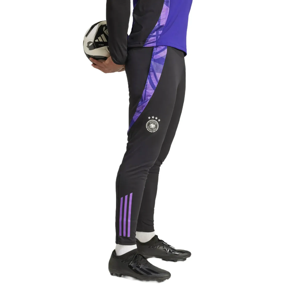 Soccer Tracksuits Adidas Germany training suit 2024 black pants with purple accents and logo