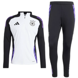 Adidas Germany training suit 2024 with white and black top and black pants with purple accents