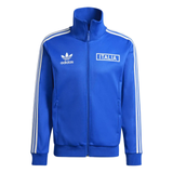 Italy Adidas Originals tracksuit blue full zip jacket with ITALIA patch white three stripes ribbed cuffs