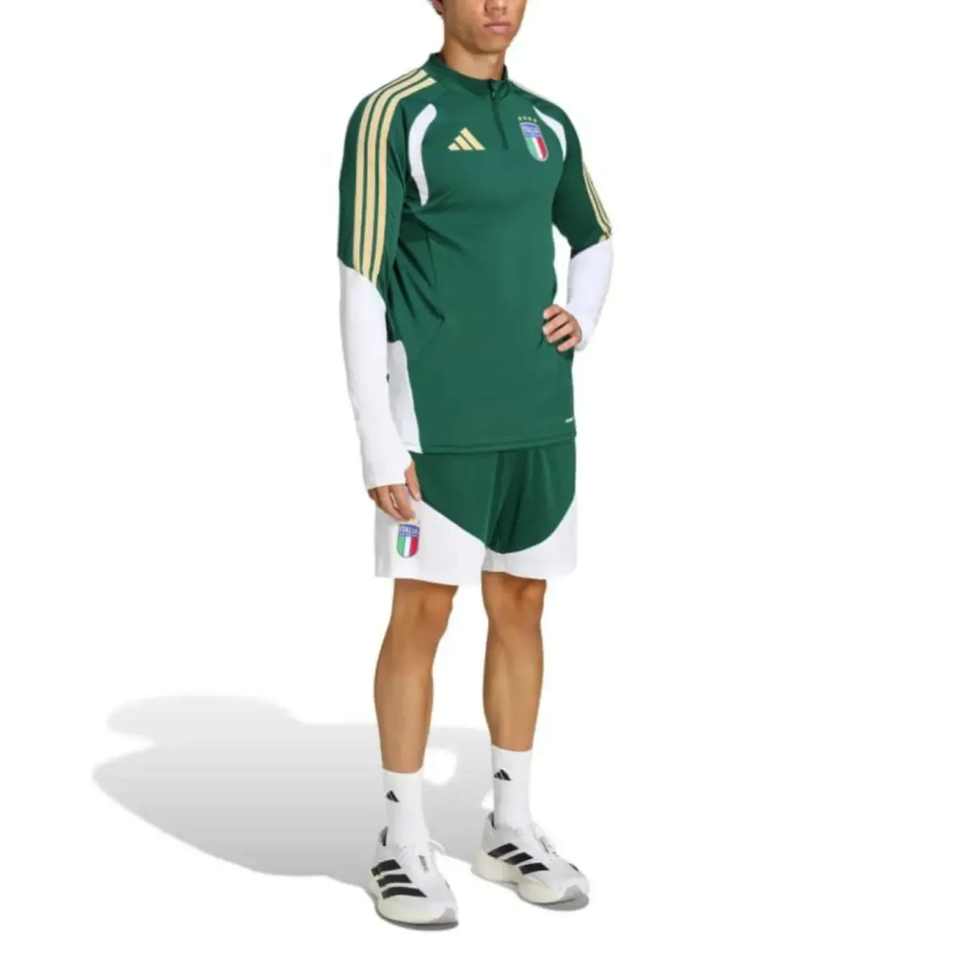 Adidas Italy green training tracksuit 2026 with short sleeves and stylish design for soccer enthusiasts