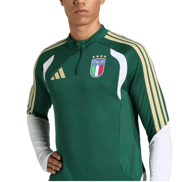 Italy green training technical soccer tracksuit 2026/27 by Adidas with official team logo and stylish design