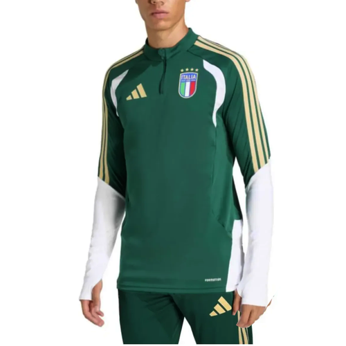 Adidas Italy green training tracksuit 2026 with zip collar and Italy crest for athletic wear