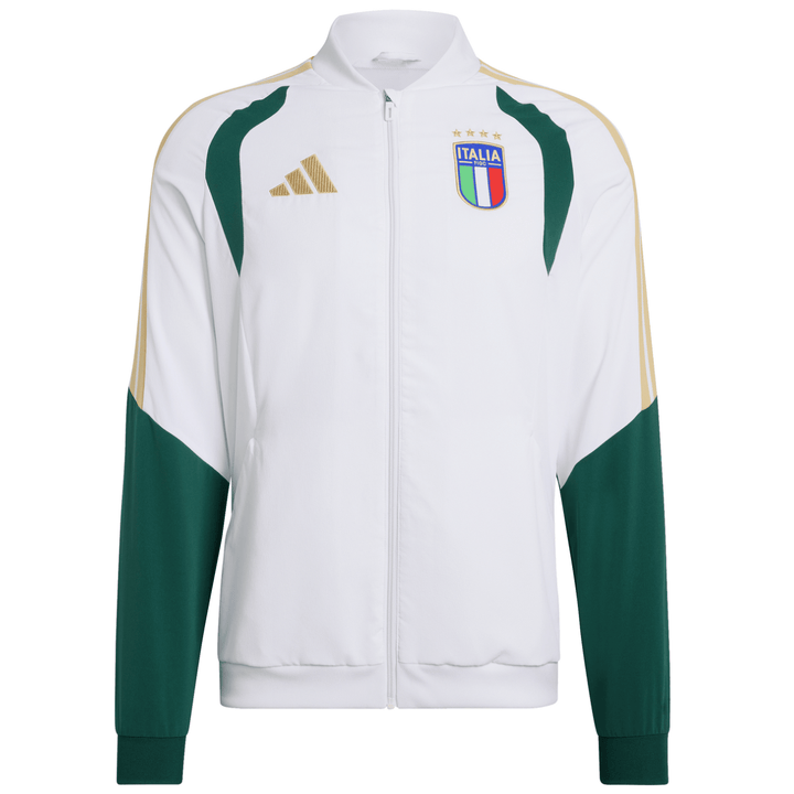 Italy training presentation soccer tracksuit 2026/27 by Adidas in white and green with official team logo