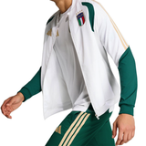 Adidas Italy presentation tracksuit 2026 27 in white and green with iconic Italy emblem and gold accents
