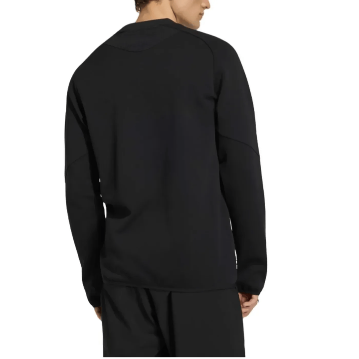 Men's black cotton sweatshirt with long sleeves and crew neck design