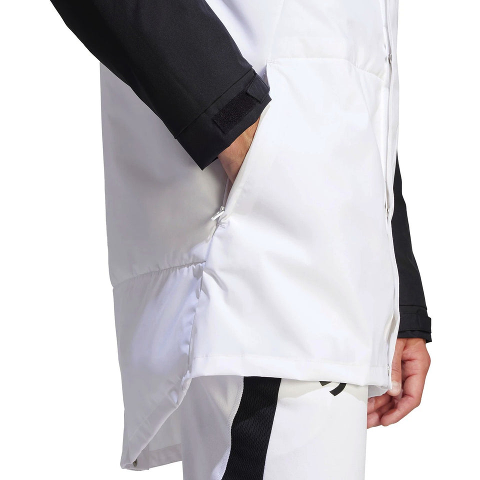 Juventus white Adidas parka jacket with black sleeves and convenient side pockets