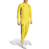 Juventus yellow training tracksuit 2024 worn by male model in full view on SoccerTracksuits.com