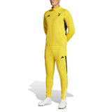 Juventus yellow training tracksuit 2024 with black side panels and logo on SoccerTracksuits.com