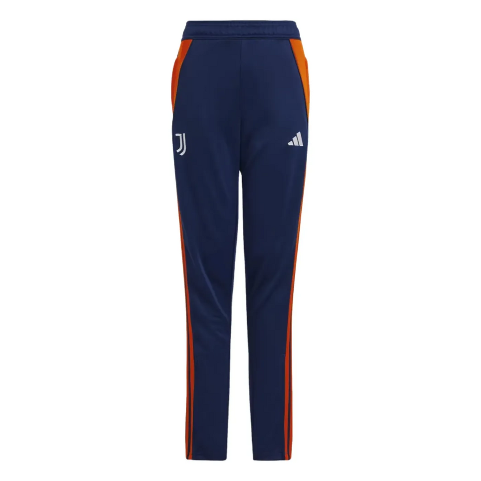 Navy and orange kids Juventus tracksuit 2024 pants with Juventus and Adidas logos