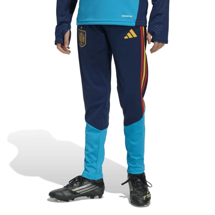 Kids Spain training technical soccer tracksuit 2026/27 by Adidas in blue and navy with team logo
