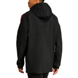 Liverpool FC black rain jacket 2025 back view on model hooded waterproof tracksuit jacket for training