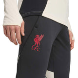 Liverpool FC hooded training tracksuit black pants with red LFC logo on thigh