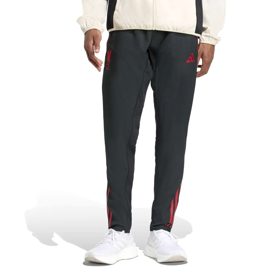 Adidas Liverpool presentation tracksuit 2025 in black with red accents on SoccerTracksuits.com