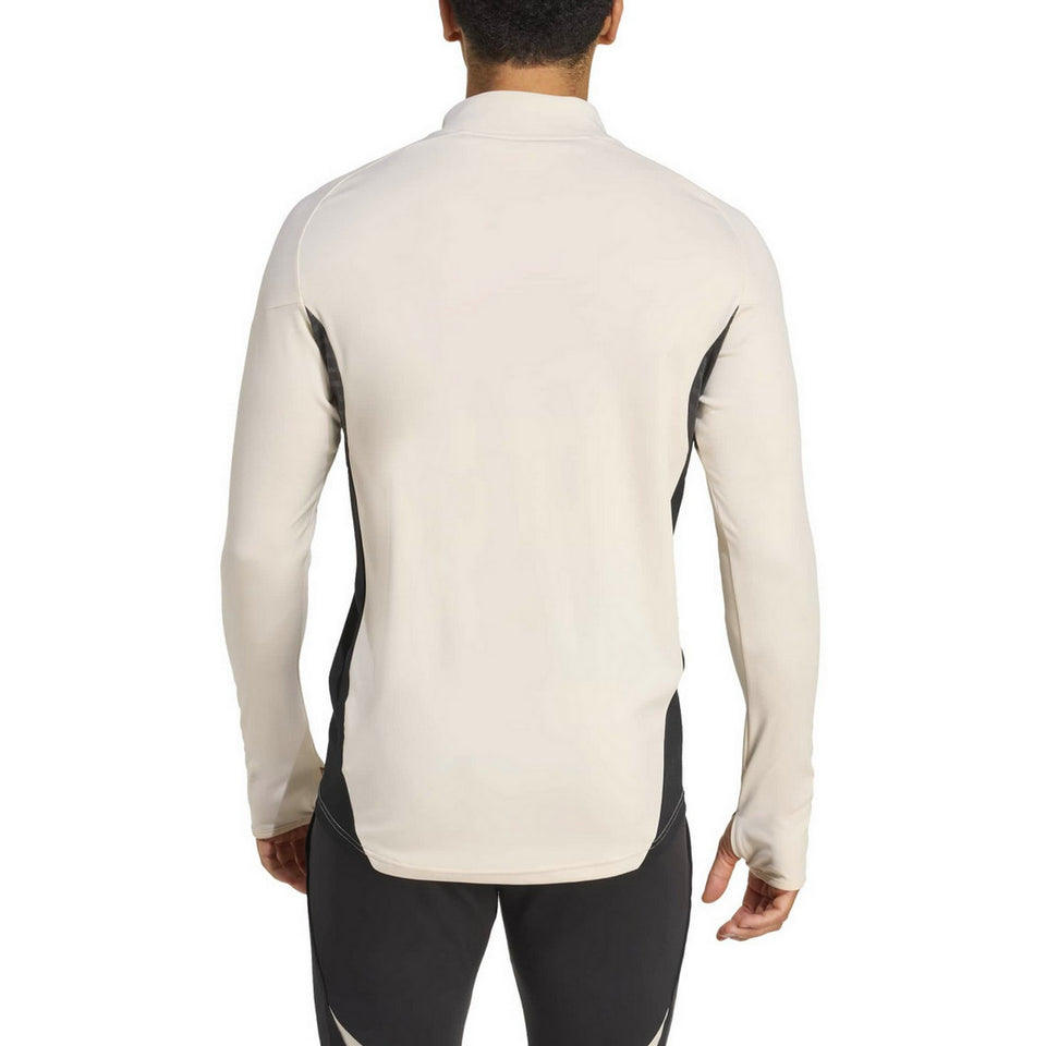 Back view of Adidas Liverpool training soccer tracksuit with white and black long sleeve top and matching pants