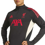 on SoccerTracksuits.com: Adidas Liverpool training tracksuit 2025 top in black with red accents and AXA logo