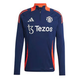 Manchester United 2024 training tracksuit top in navy blue with red accents and sponsor logos