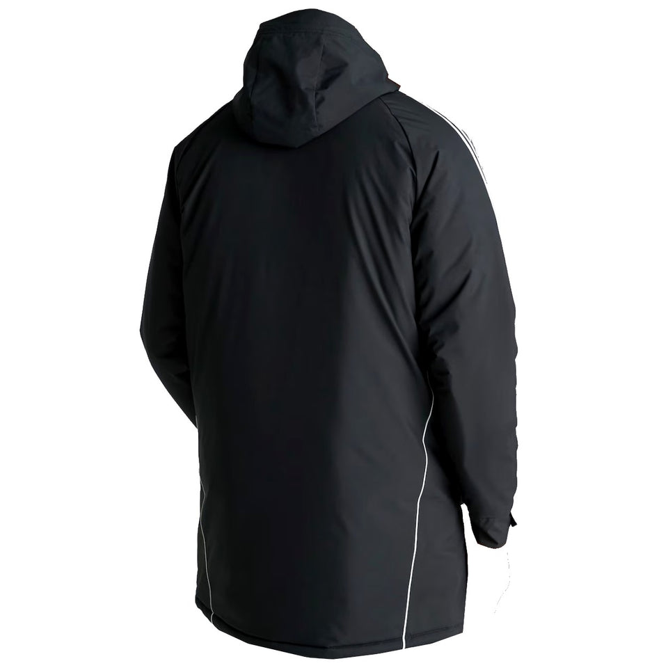 Back view of the Adidas Manchester United black parka 2024 25 with a comfortable fit for cold weather