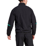 Back view of Adidas Manchester United presentation tracksuit 2023 24 in black with green accents