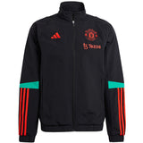 Adidas Manchester United presentation tracksuit 2023 24 featuring sleek black design and vibrant accents