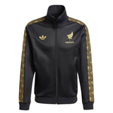 Mexico Gold Cup Adidas tracksuit 2025 black zip jacket with gold Mexico crest and patterned sleeve stripes