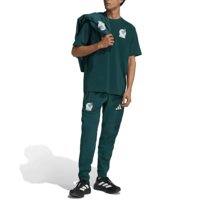 Mexico Casual Travel hooded presentation soccer tracksuit in green by Soccer Tracksuits with embroidered logo details