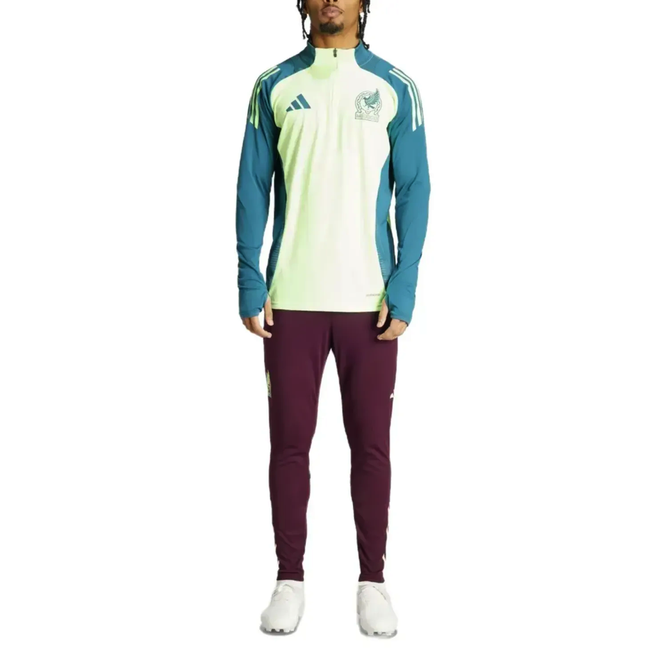 Mexico national team tracksuit mens featuring long sleeve zip-up top with teal sleeves and maroon pants