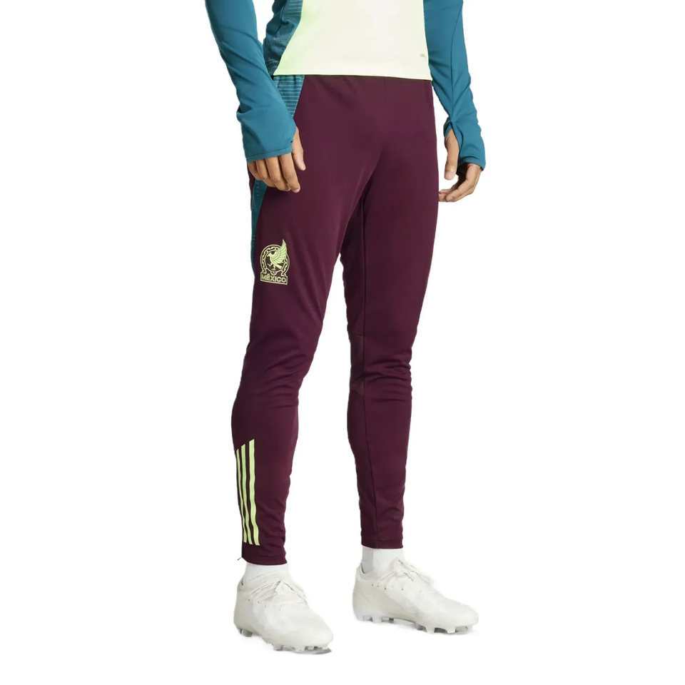 Mexico national team tracksuit mens maroon pants with logo and stripe details on SoccerTracksuits.com
