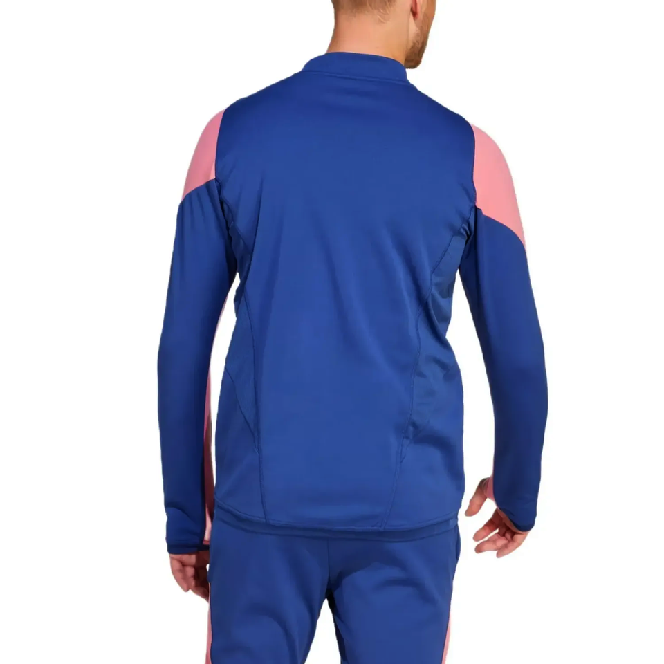 Adidas Olympique Lyon training tracksuit 2023 in blue with pink accents for athletes