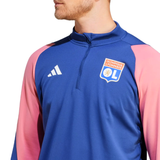 Adidas Olympique Lyon training tracksuit 2023 with stylish blue and pink sleeves for athletes