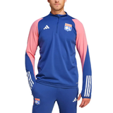 Adidas Olympique Lyon training tracksuit 2023 in blue with pink sleeves for athletes and fans