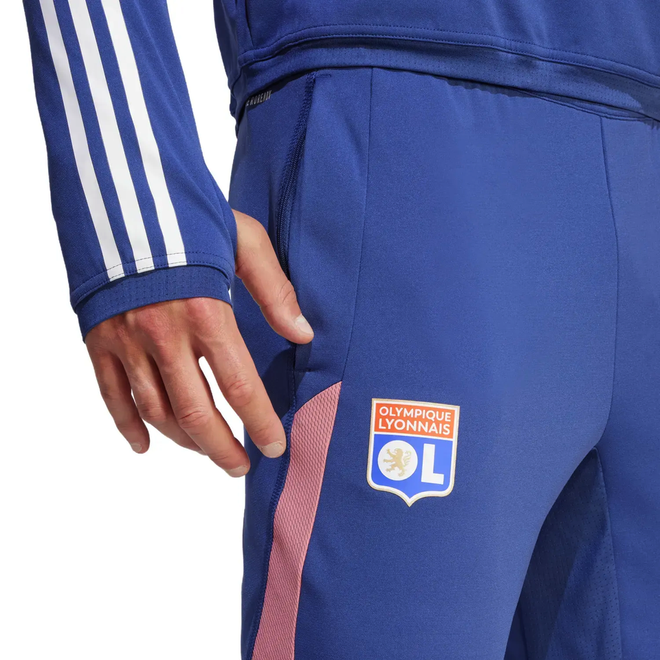 Adidas Olympique Lyon training tracksuit 2023 in blue with team logo and stylish design for athletes