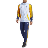 Real Madrid 2024 2025 Adidas tracksuit with white jacket and navy blue pants on SoccerTracksuits.com