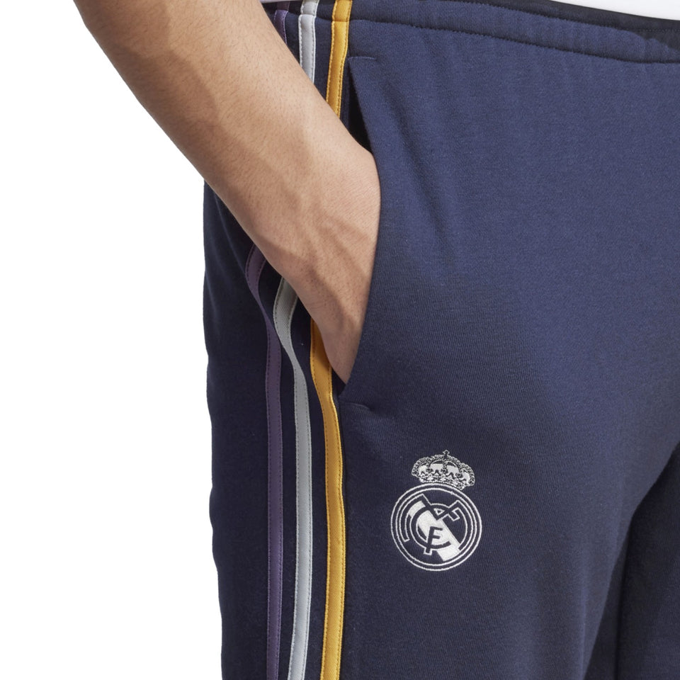 Adidas Real Madrid hooded soccer tracksuit with sleek design and club logo on pants
