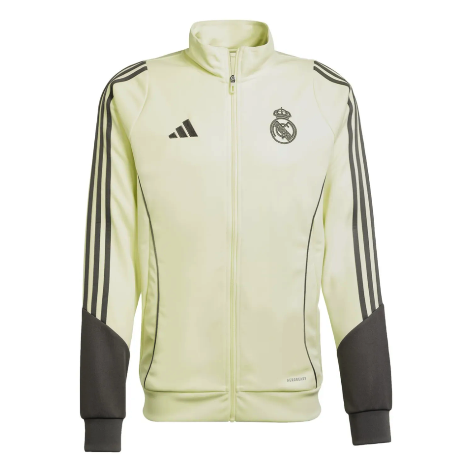 Adidas Real Madrid tracksuit 2025 with lightweight design and iconic team logo