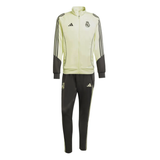 Adidas Real Madrid tracksuit 2025 featuring zip-up jacket and matching pants in light and dark colors