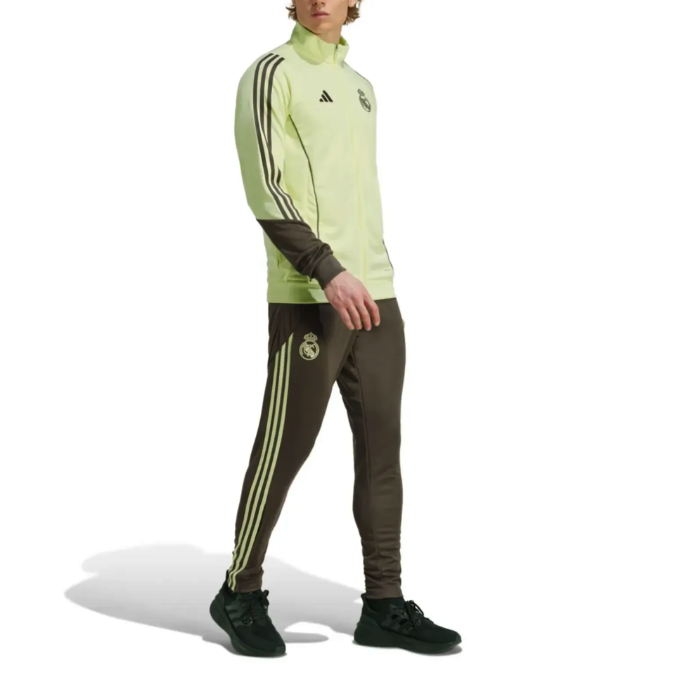 Adidas Real Madrid tracksuit 2025 in green and brown with iconic logo and stylish design for soccer fans