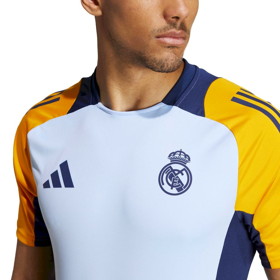 Real Madrid training kit 2024 tracksuit top by Soccer Tracksuits with blue and yellow design