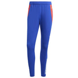 Blue Spain national team tracksuit pants with red side accents for sale on SoccerTracksuits.com